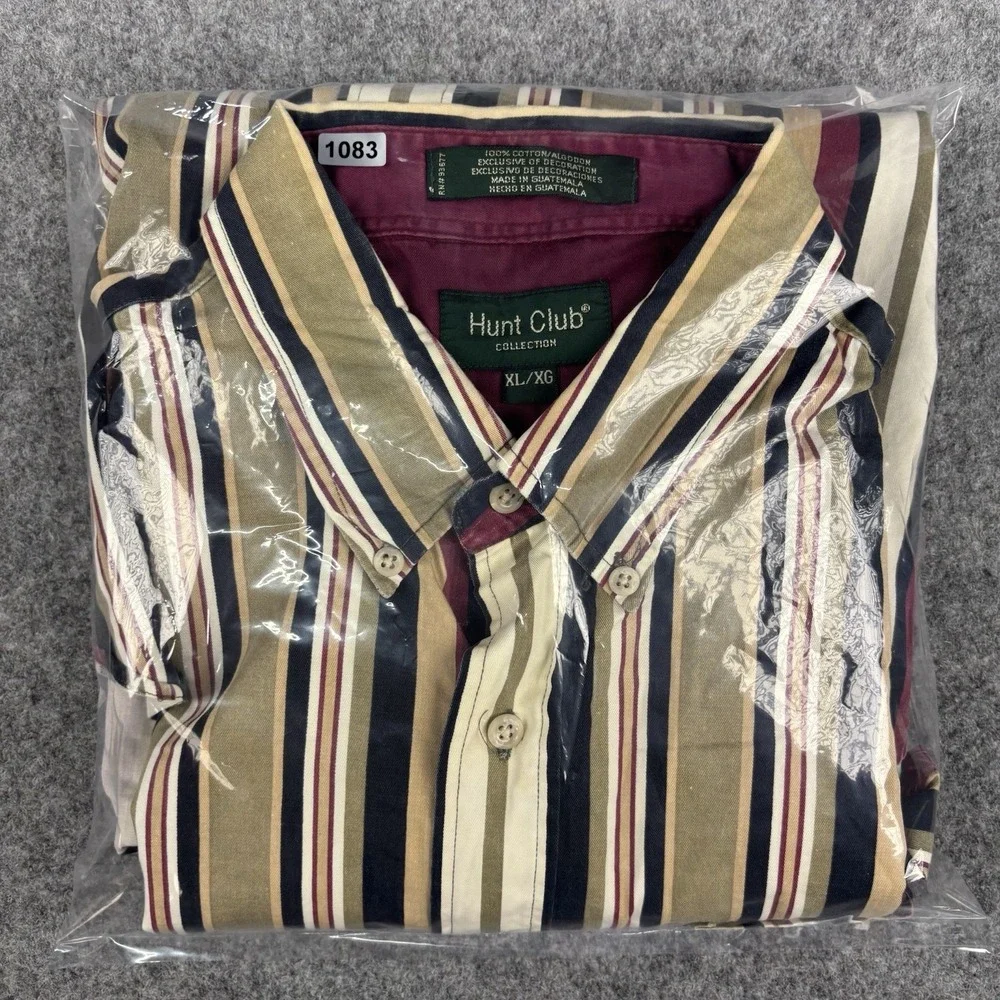 Vintage Hunt Club Collection Shirt Mens Xl Striped Long Sleeve 90's Button Up